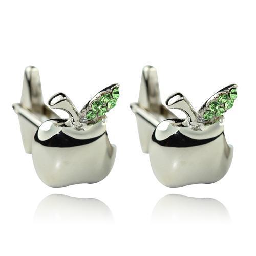 Apple With Green Leaf Cufflinks-Cufflinks-TheCuffShop-C00161-TheCuffShop.com.au