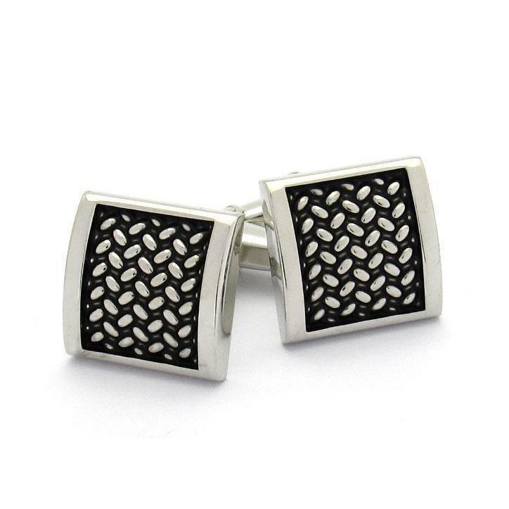 Black And Silver Check Cufflinks-Cufflinks-TheCuffShop-C01076-TheCuffShop.com.au