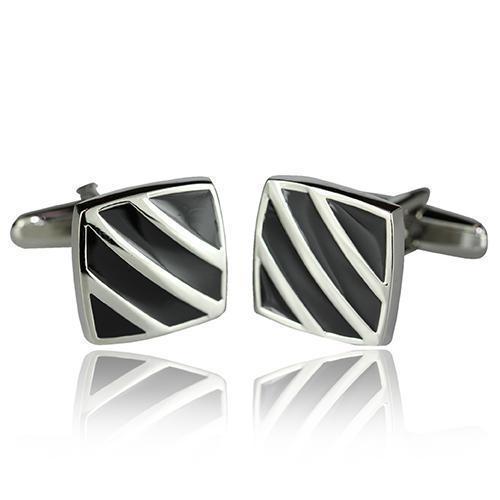 Black And Silver Cufflinks-Cufflinks-TheCuffShop-C01406-TheCuffShop.com.au