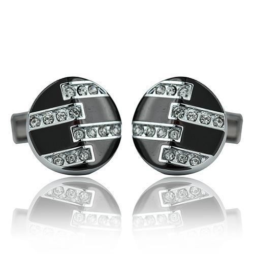 Black And Silver Elegance Range Cufflinks-Cufflinks-TheCuffShop-C01025-TheCuffShop.com.au