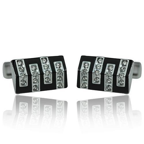 Black And Silver Elegance Range Cufflinks-Cufflinks-TheCuffShop-C01026-TheCuffShop.com.au