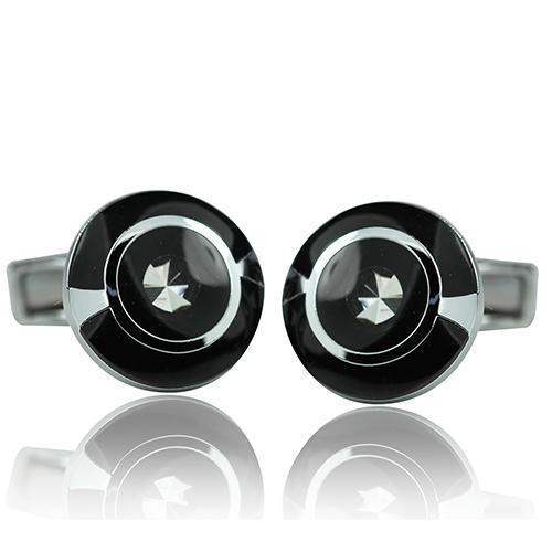 Black And Silver Elegance Range Cufflinks-Cufflinks-TheCuffShop-C01031-TheCuffShop.com.au
