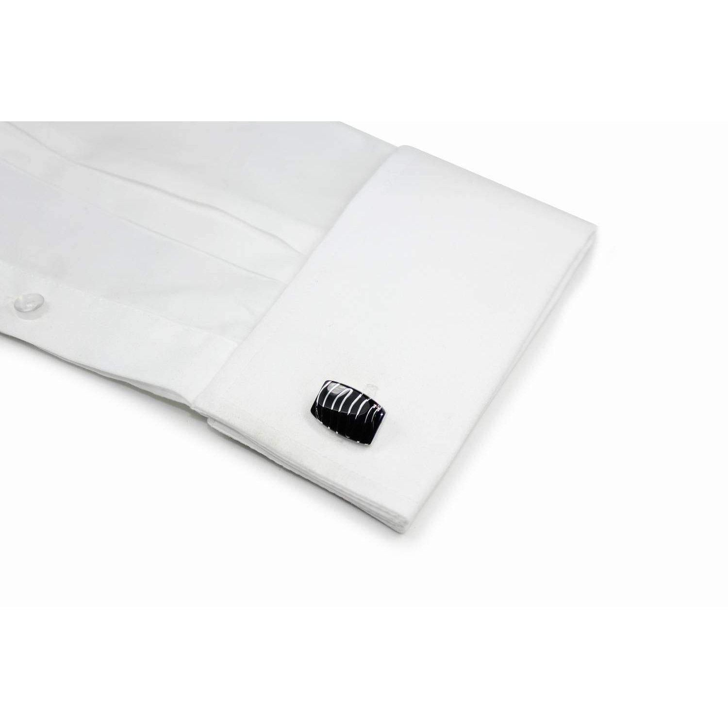 Black And Silver Elegance Range Cufflinks-Cufflinks-TheCuffShop-C01033-TheCuffShop.com.au