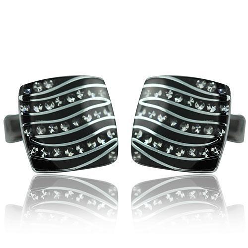 Black And Silver Elegance Range Cufflinks-Cufflinks-TheCuffShop-C01034-TheCuffShop.com.au