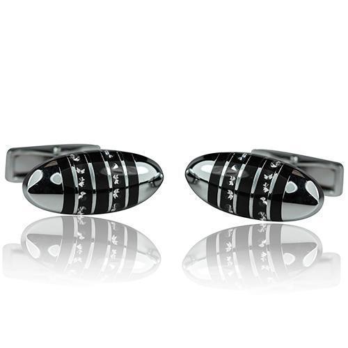 Black And Silver Elegance Range Cufflinks-Cufflinks-TheCuffShop-C01035-TheCuffShop.com.au