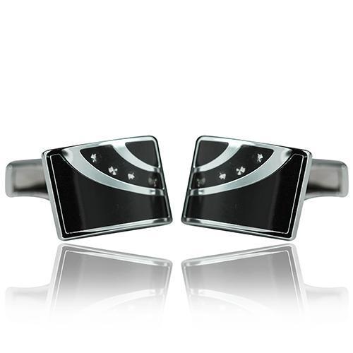 Black And Silver Elegance Range Cufflinks-Cufflinks-TheCuffShop-C01041-TheCuffShop.com.au