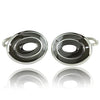 Black And Silver Oval Cufflinks-Cufflinks-TheCuffShop-C01240-TheCuffShop.com.au