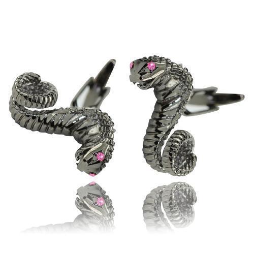 Black Cobra With Pink Eyes Cufflinks-Cufflinks-TheCuffShop-C00169-TheCuffShop.com.au