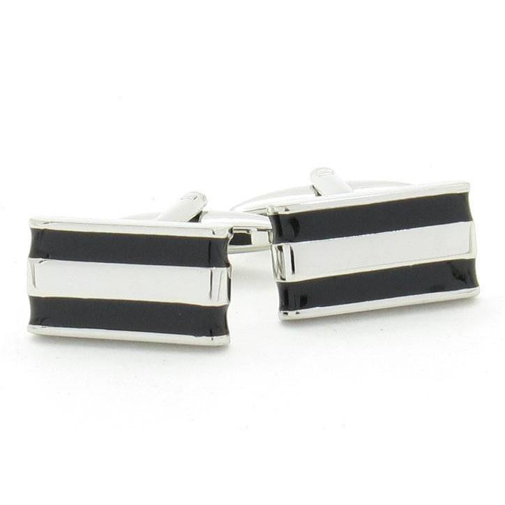 Black Edge On Silver Cufflinks-Cufflinks-TheCuffShop-C01051-TheCuffShop.com.au