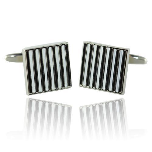 Black N White Stripe Cufflinks-Cufflinks-TheCuffShop-C01741-TheCuffShop.com.au