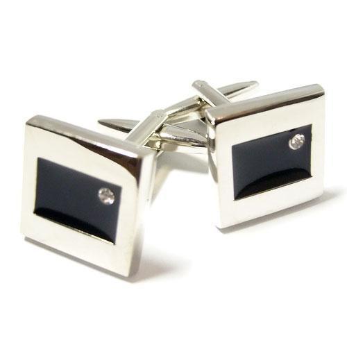 Black Square With Diamante Cufflinks-Cufflinks-TheCuffShop-C00589-TheCuffShop.com.au