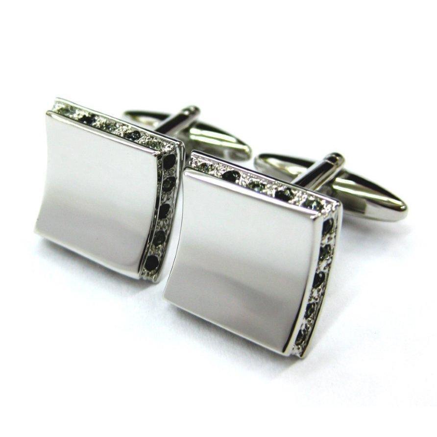 Black Stone Concave Edge Cufflinks-Cufflinks-TheCuffShop-C01578-TheCuffShop.com.au