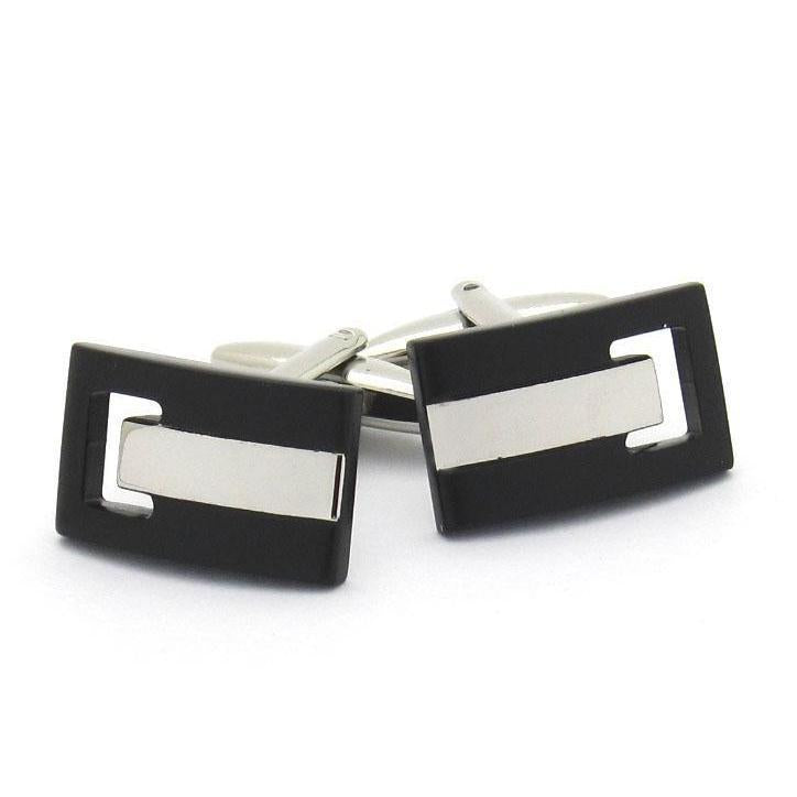 Black Window Rectangle Cufflinks-Cufflinks-TheCuffShop-C01213-TheCuffShop.com.au