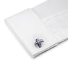 Blue And Clear Cross Curve Cufflinks