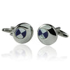 Blue And White Shell Circle On Silver Cufflinks-Cufflinks-TheCuffShop-C00491-TheCuffShop.com.au