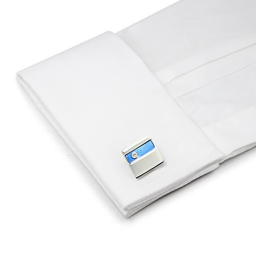 Blue On Silver Square Cufflinks