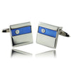 Blue On Silver Square Cufflinks-Cufflinks-TheCuffShop-C00342-TheCuffShop.com.au