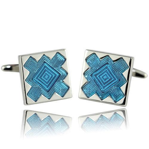 Blue Quadrilateral Pattern Cufflinks-Cufflinks-TheCuffShop-C01225-TheCuffShop.com.au