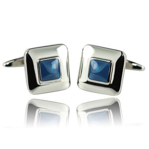 Blue Square Centre Cufflinks-Cufflinks-TheCuffShop-C01230-TheCuffShop.com.au