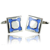 Blue Square On Silver Cufflinks-Cufflinks-TheCuffShop-C01192-TheCuffShop.com.au