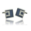 Blue Square With White Stone Cufflinks-Cufflinks-TheCuffShop-C00381-TheCuffShop.com.au