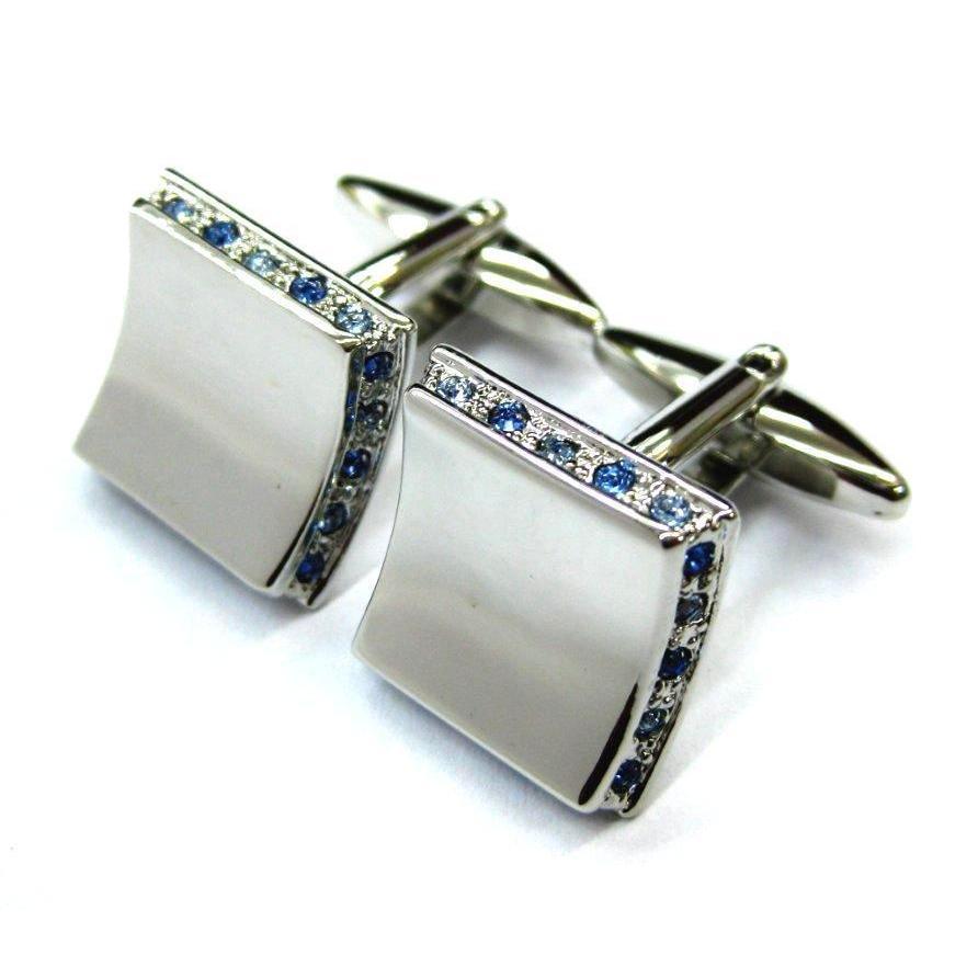 Blue Stone Concave Edge Cufflinks TheCuffShop