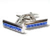 Blue Swarkovski Thin Stripe Cufflinks-Cufflinks-TheCuffShop-C00603-TheCuffShop.com.au