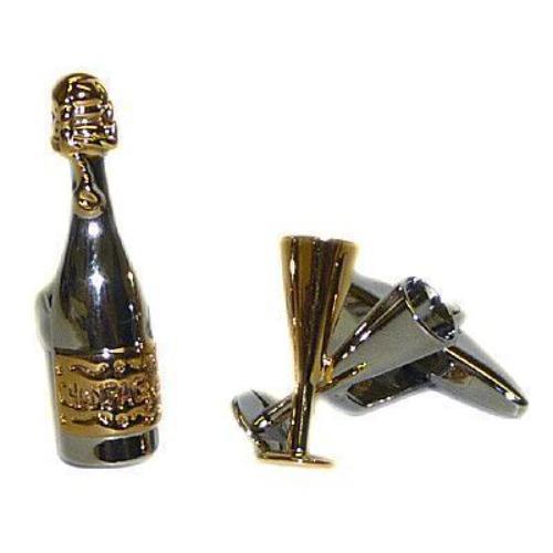 Champagne Bottle And Flute Cufflinks-Cufflinks-TheCuffShop-C01721-TheCuffShop.com.au