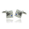 Cracked Blue On Silver Cufflinks-Cufflinks-TheCuffShop-C00382-TheCuffShop.com.au