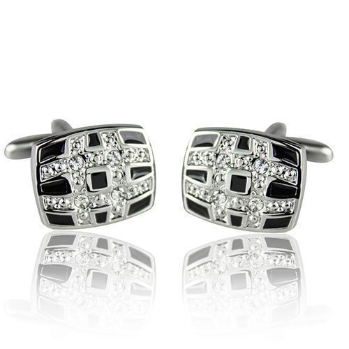 Diamante Etched Cufflinks-Cufflinks-TheCuffShop-C00588-TheCuffShop.com.au