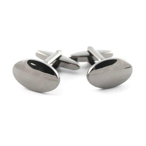 Gun Metal Oval Cufflinks-Cufflinks-TheCuffShop-C00950-TheCuffShop.com.au