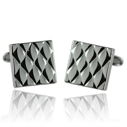 Gun Metal Patterned Square Cufflinks-Cufflinks-TheCuffShop-C01267-TheCuffShop.com.au