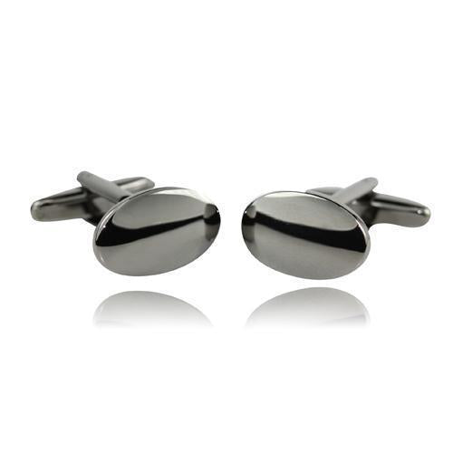 Oval Gun Metal Cufflinks-Cufflinks-TheCuffShop-C00933-TheCuffShop.com.au