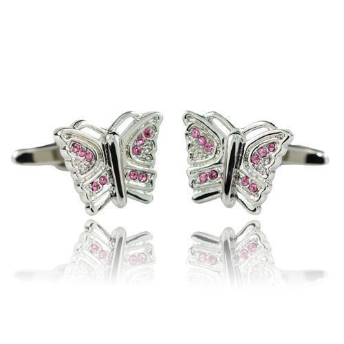 Pink Butterfly Cufflinks-Cufflinks-TheCuffShop-C00827-TheCuffShop.com.au