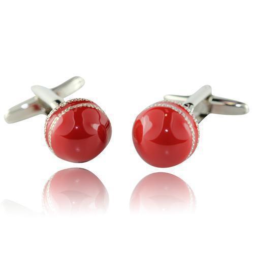 Red Cricket Ball Cufflinks-Cufflinks-TheCuffShop-C00341-TheCuffShop.com.au