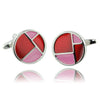 Red Offcut Circle Cufflinks-Cufflinks-TheCuffShop-C00986-TheCuffShop.com.au