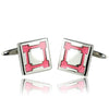 Red Square On Silver Cufflinks-Cufflinks-TheCuffShop-C01193-TheCuffShop.com.au