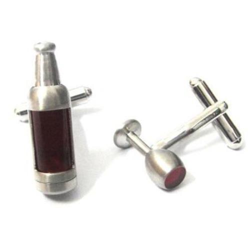 Red Wine Bottle And Glass Cufflinks-Cufflinks-TheCuffShop-C01451-TheCuffShop.com.au