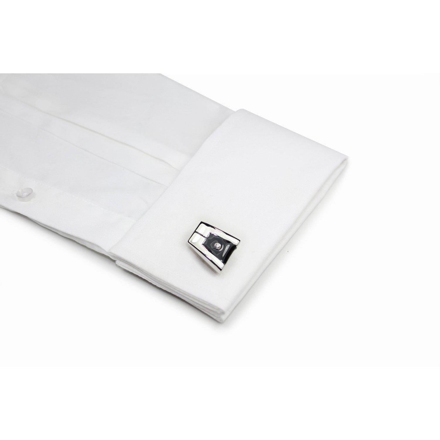 Silver And Black Cuffinks-Cufflinks-TheCuffShop-C00368-TheCuffShop.com.au