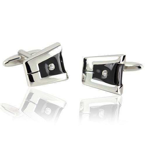 Silver And Black Cuffinks-Cufflinks-TheCuffShop-C00368-TheCuffShop.com.au