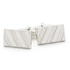 Silver Contrast Diagonal Stripe Cufflinks-Cufflinks-TheCuffShop-C01050-TheCuffShop.com.au