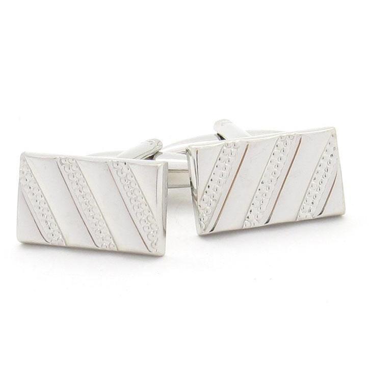 Silver Contrast Diagonal Stripe Cufflinks-Cufflinks-TheCuffShop-C01050-TheCuffShop.com.au
