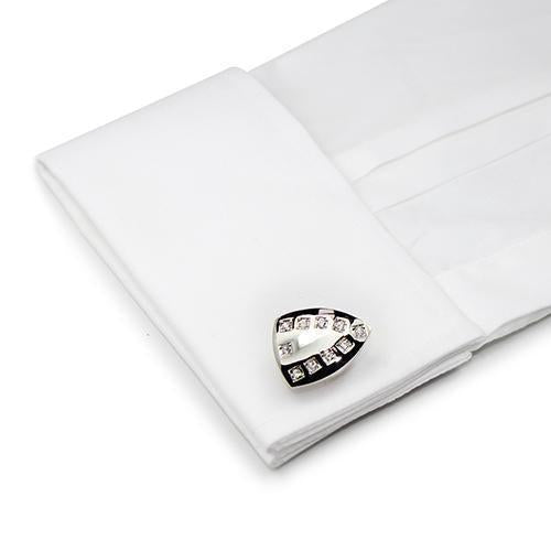 Silver Diamante Diagonal Cufflinks