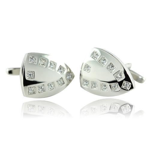 Silver Diamante Diagonal Cufflinks-Cufflinks-TheCuffShop-C00953-TheCuffShop.com.au