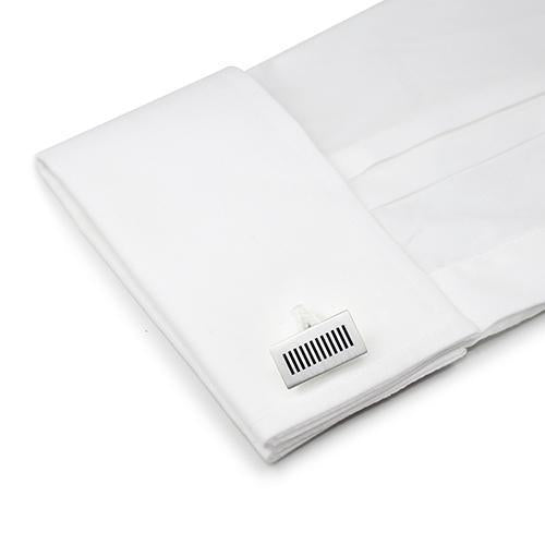 Silver Etched Barcode Cufflinks-Cufflinks-TheCuffShop-C00570-TheCuffShop.com.au