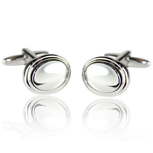 Silver Oval Cufflinks-Cufflinks-TheCuffShop-C00608-TheCuffShop.com.au