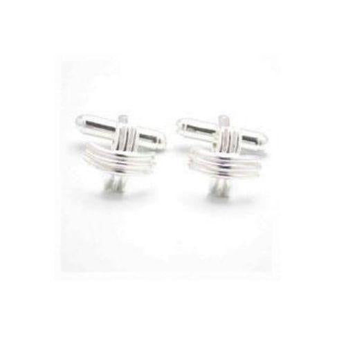 Silver Patterned Straight Crosses Cufflinks
