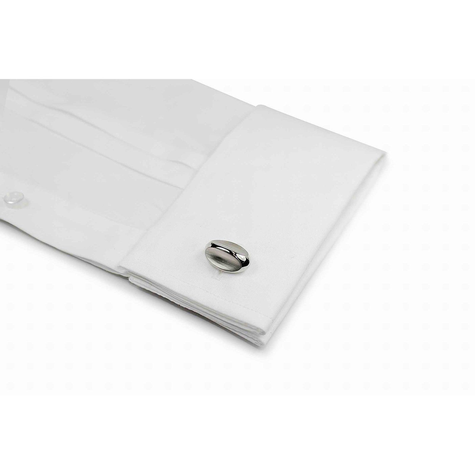 Silver Pinched Oval Cufflinks-Cufflinks-TheCuffShop-C00611-TheCuffShop.com.au