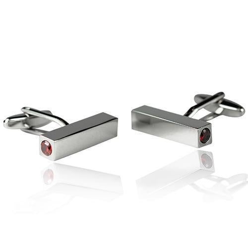 Silver Rectangle With Purple Stone Cufflinks-Cufflinks-TheCuffShop-C00474-TheCuffShop.com.au