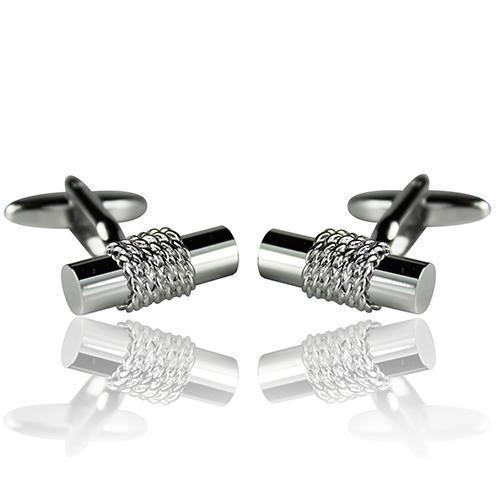 Silver Rope On Bar Cufflinks-Cufflinks-TheCuffShop-C00640-TheCuffShop.com.au